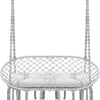 Hammock Chair Macrame Hanging Swing with Cushion,Hanging Cotton Ropes, Metal Frame, 450 lbs Capacity Indoor Outdoor, Patio, Balcony, Living,Deck, Yard, Garden(Double Swing) Beige