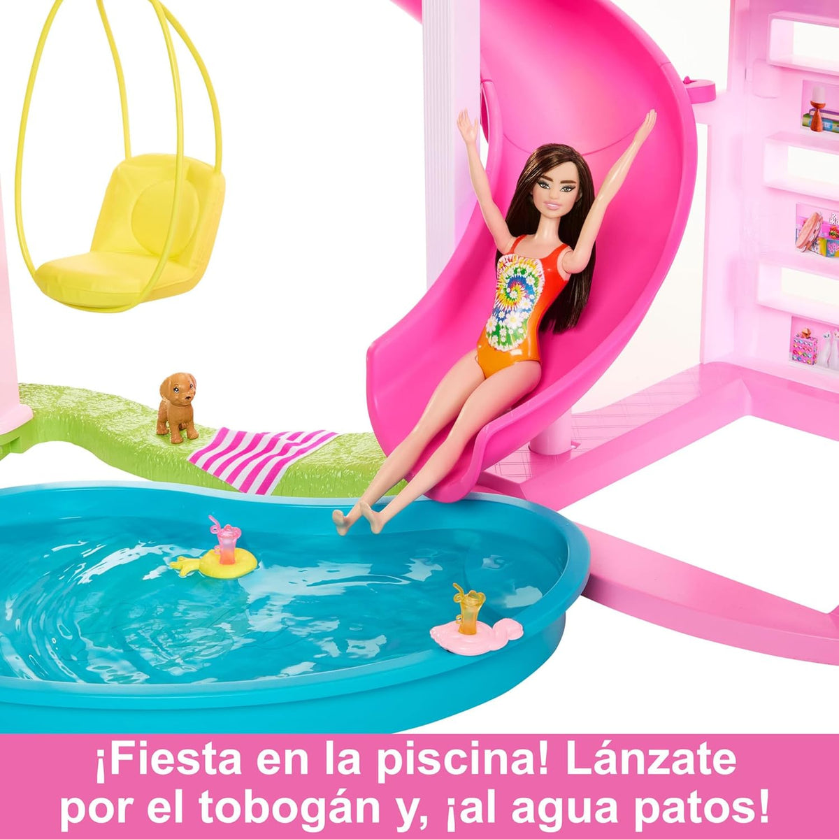 Barbie Dreamhouse 2023 – trzypiętrowy domek dla lalek z 75 meblami i akcesoriami, dla dzieci od 3. roku życia (Mattel HMX10)