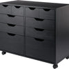 Halifax Storage Mobile Cabinets, 1 Door, 3 Drawers, 2 Wide Drawers, for Home Office, Black