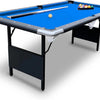 6 Ft Portable Pool Table, Adults Folding Billiards Tables for Game Room with Easy Foldable Storage, Includes Full Set of Billiard Balls, Cues, Chalk & Brush