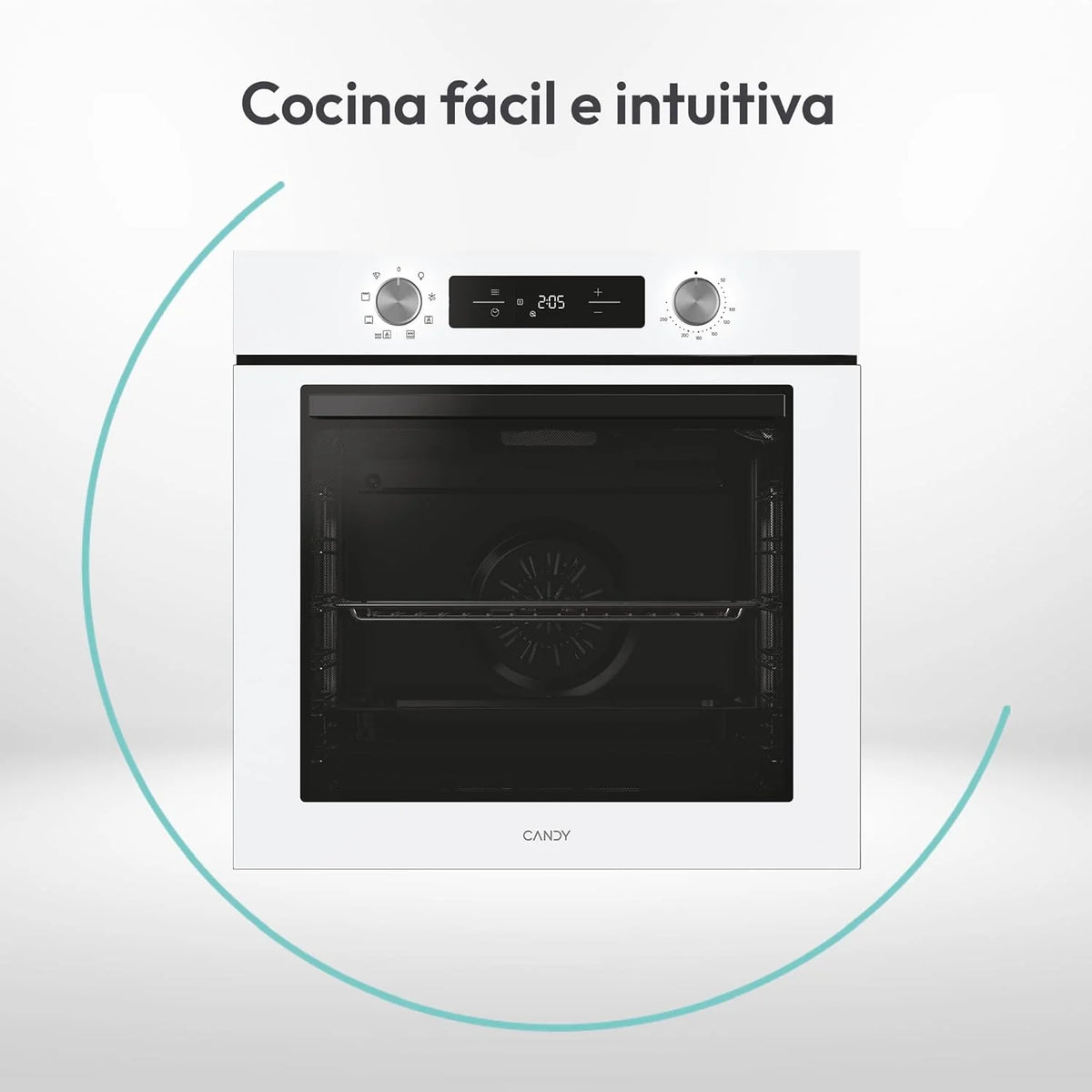 Candy Bake 600 CA6 N3T1HTW multifunctionele oven, 78 liter, recepten in de hOn-app, 1 bakplaat en 1 rooster, hydrolytische reiniging, convectie, 9 functies, Ready UX-interface, wit