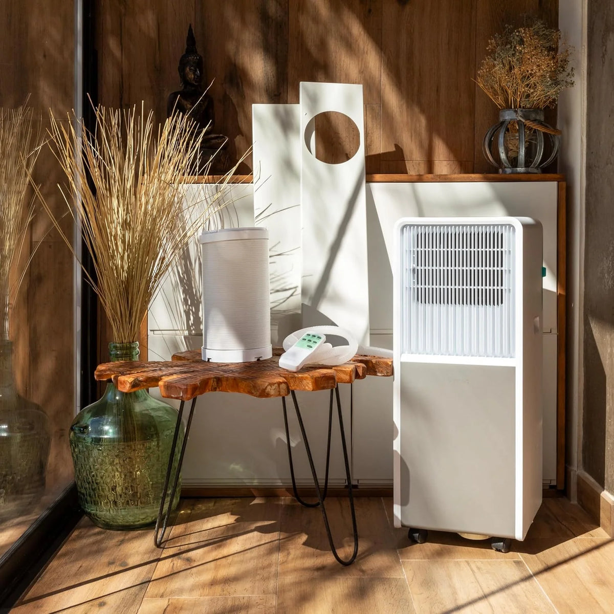Cecotec ForceClima 9450 Style verwarming, draagbare airconditioner met afstandsbediening en warmtepomp, 9000 BTU, touchscreen, LED-display, 5 standen, 2 snelheden, luchtontvochtiger, timer, 16 m², wit