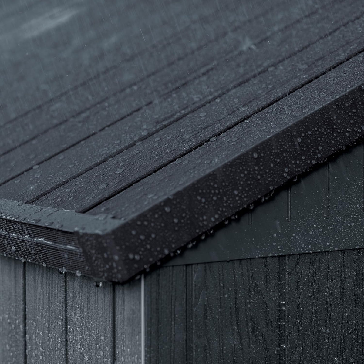 KETER Darwin 4x4 tuinhuis, 125,8 x 117 x 205 cm en 1,4 m²; inclusief vloer, ventilatiesysteem, deur en raam; waterdicht; grijs.