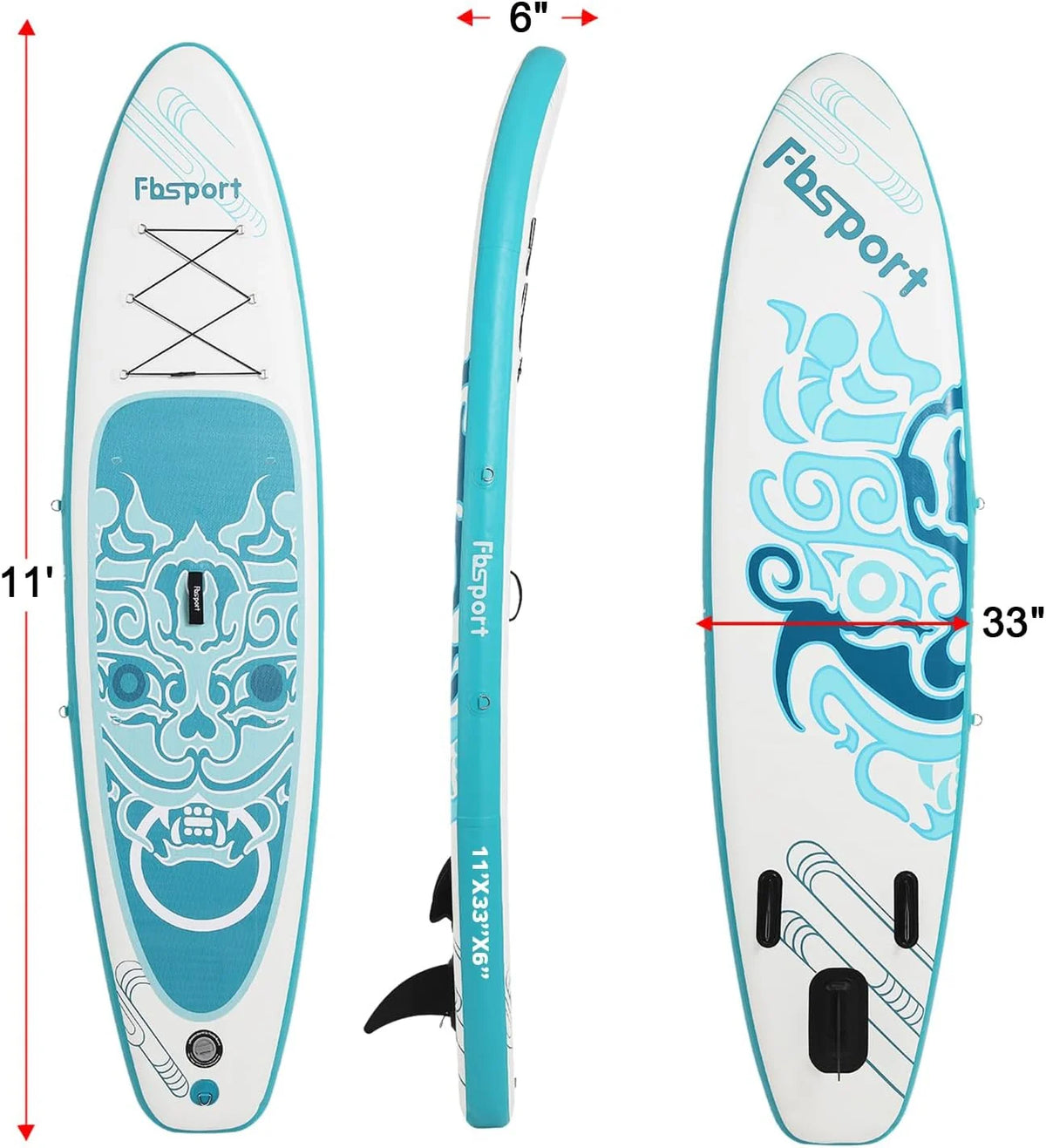 Hoogwaardig stand-up paddleboard, yogaboard met duurzame SUP-accessoires en draagtas | Brede beenpositie, golfcontrole, antislip dek, leash, peddel en pomp voor tieners en volwassenen
