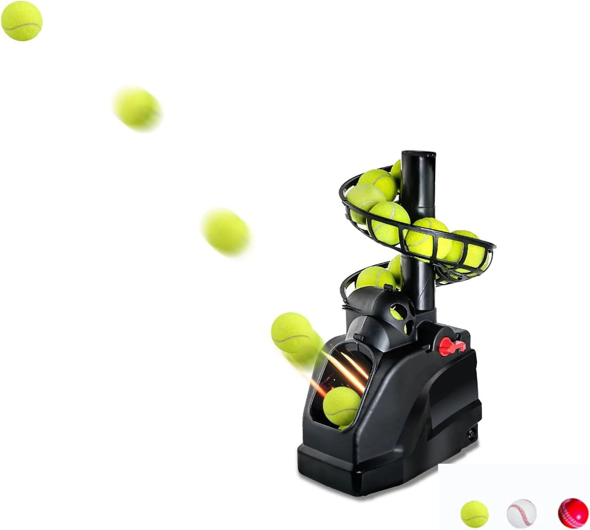 Tennismachine (max. 10 ballen) Automatische tennistrainer, voor zelfstudie, voor beginners/thuis/tennisbaan/garage/kantoor, werkt op netstroom en batterijen en heeft een USB-kabel.