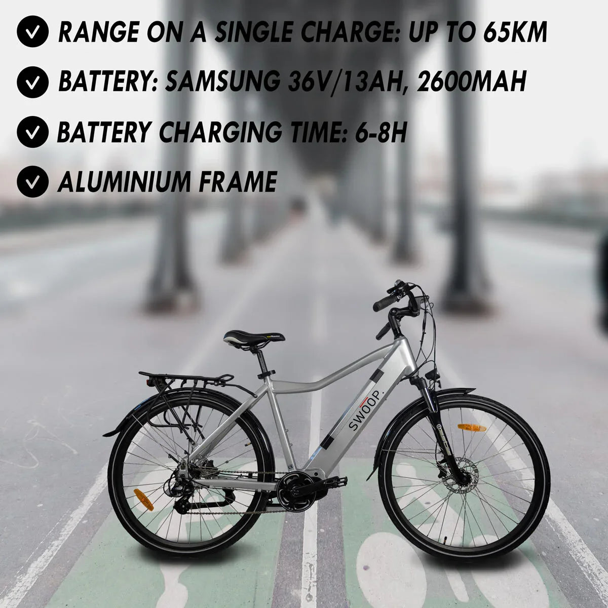 Swoop heren hybride elektrische fiets van 28 inch