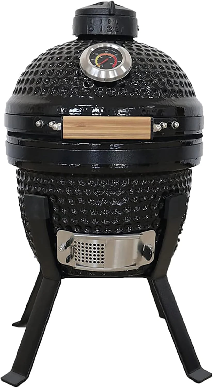 Kamado BONO BBQ Grande - keramische kamado grill met 6 accessoires - BBQ grill Ø 59 cm met accessoires - rode grill-smoker voor terras, balkon of tuin