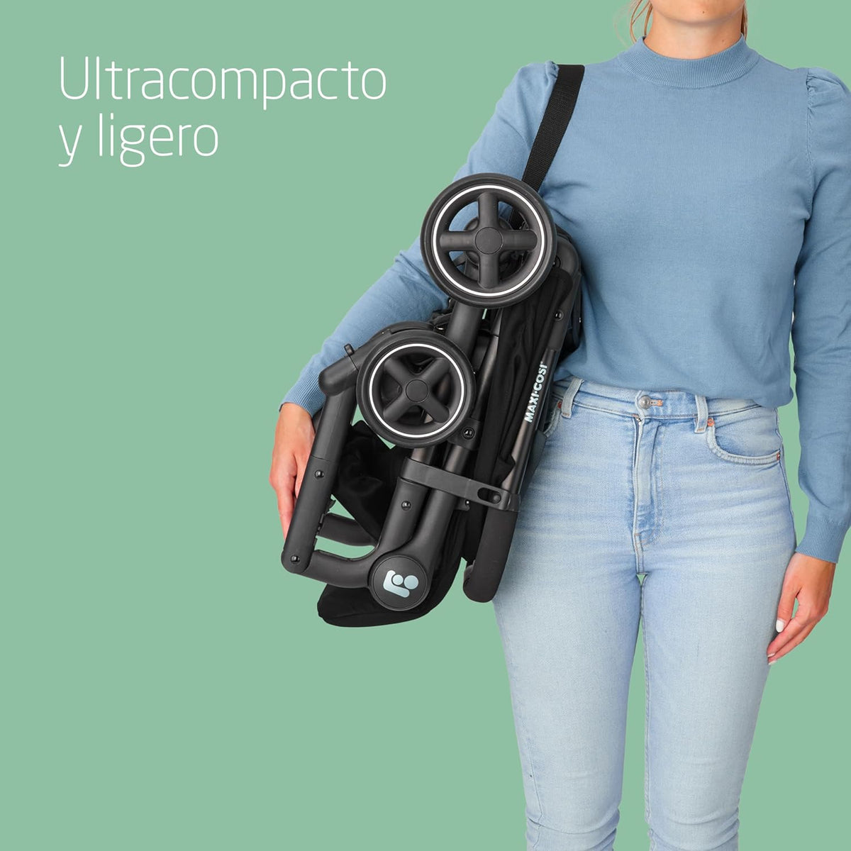Maxi-Cosi Lara2, lekki wózek spacerowy, 0–4 lata, 0–22 kg, kompaktowy wózek, 3 pozycje nachylenia, pozycja leżąca, automatyczne składanie, pasek na ramię, kolor Essential Black