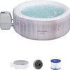 Large Round 2 to 4 Person Inflatable Hot Tub Portable Outdoor Spa with 120 AirJets and EnergySense Cover, Grey