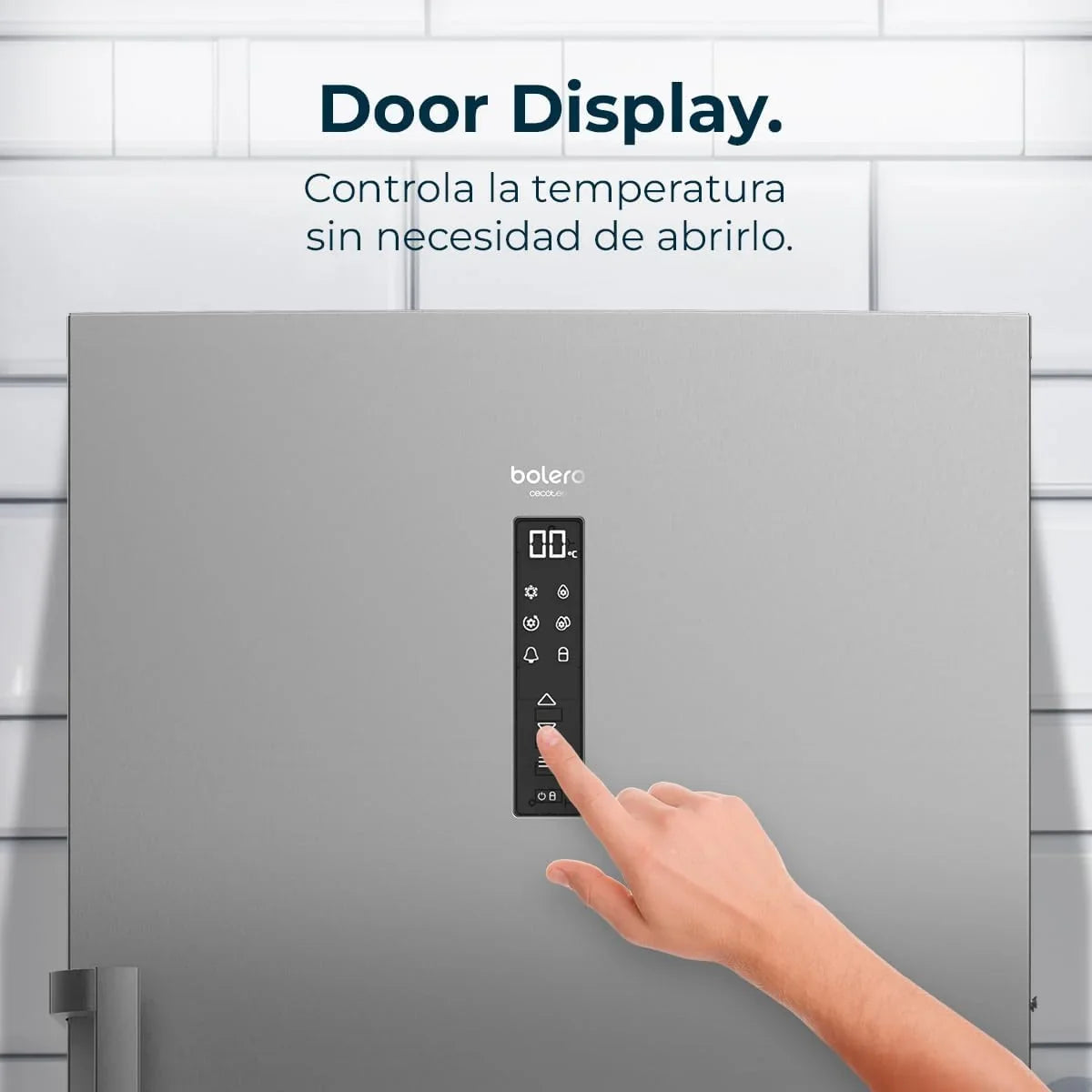 Cecotec Bolero CoolMarket UF 380 roestvrijstalen staande vriezer 380L, 1950W, Inverter Plus-motor, laag energieverbruik, volledig vorstvrij, kijkdeur, kan worden omgebouwd tot koelkast, multiflow luchtstroom