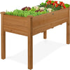 72x23x30in Raised Garden Bed, Elevated Wood Planter Box Stand for Backyard, Patio, Balcony w/Divider Panel, 6 Legs, 300lb Capacity - Natural