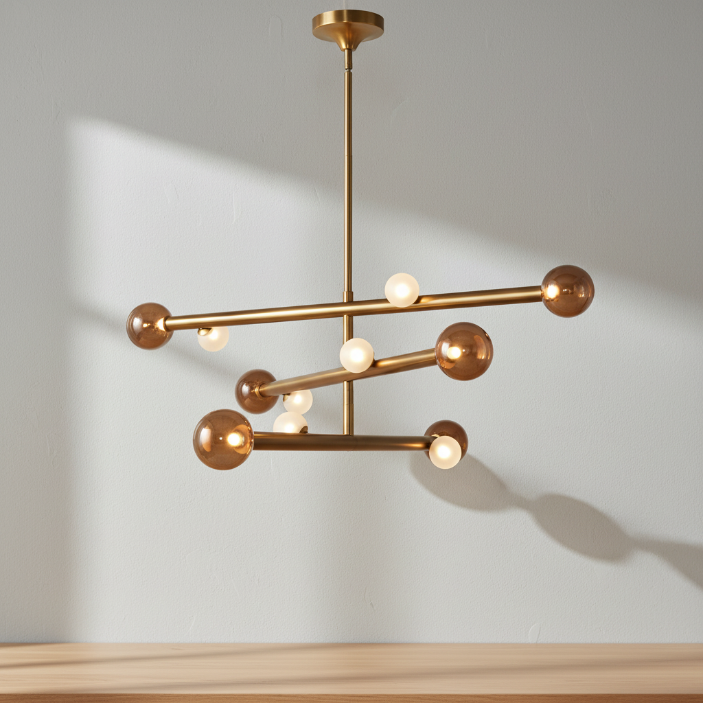 Kuzco Reese 47.5-inch linear LED chandelier squared to the camera