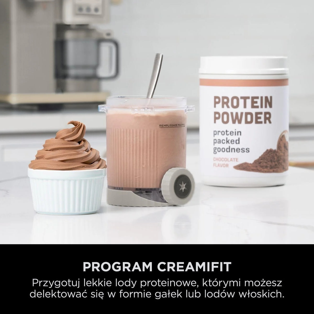 Ninja CREAMi ijsschep- en swirlmachine met 2 containers, 13 functies, bereidt ijs, Italiaans ijs, gelato, milkshakes en andere desserts, toppingsoptie, steengoud, NC701EUSTGD