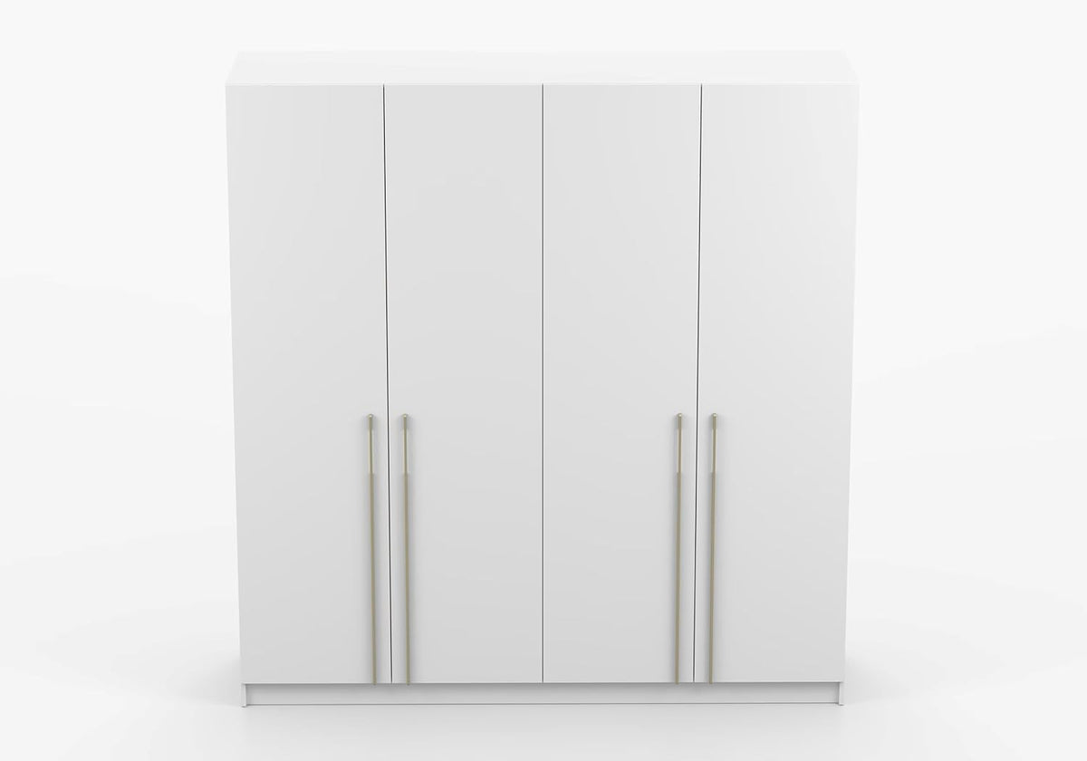 Szafa z drzwiami uchylnymi Fabryka Mebli Idźczak, Szafa do sypialni, 57 x 200 x 210 cm, Szafa do salonu, Wieszak na ubrania, Szafka z półkami i dwoma drążkami na ubrania, Biała