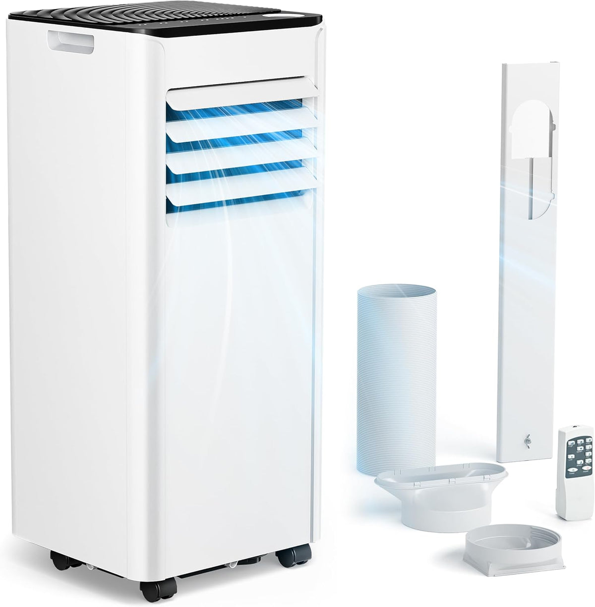 Przenośny klimatyzator 9000 BTU z rurą wylotową | Klimatyzator przenośny 4 w 1 | Cicha praca