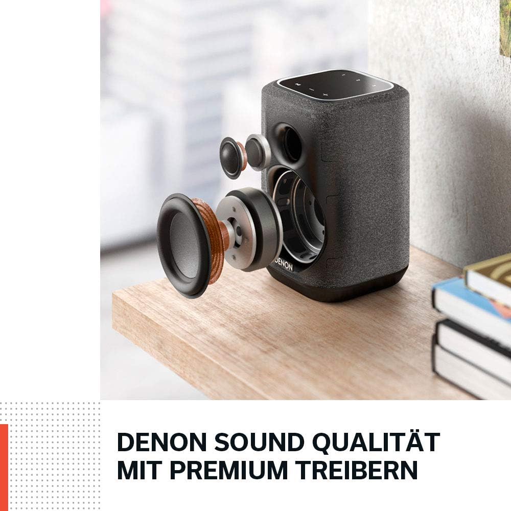 Głośnik Denon Home 150 Multiroom, głośnik HiFi z wbudowaną platformą HEOS, zintegrowaną funkcją Alexa, Wi-Fi, Bluetooth, USB, AirPlay 2, dźwiękiem Hi-Res, czarny
