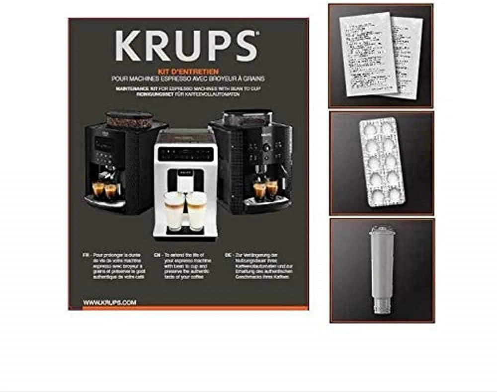Ekspres do kawy Krups Essential w pełni automatyczny z wężykiem do mleka, funkcja parzenia 2 filiżanek, wyświetlacz LCD, łatwe czyszczenie, certyfikat TÜV, czarny, EA816031