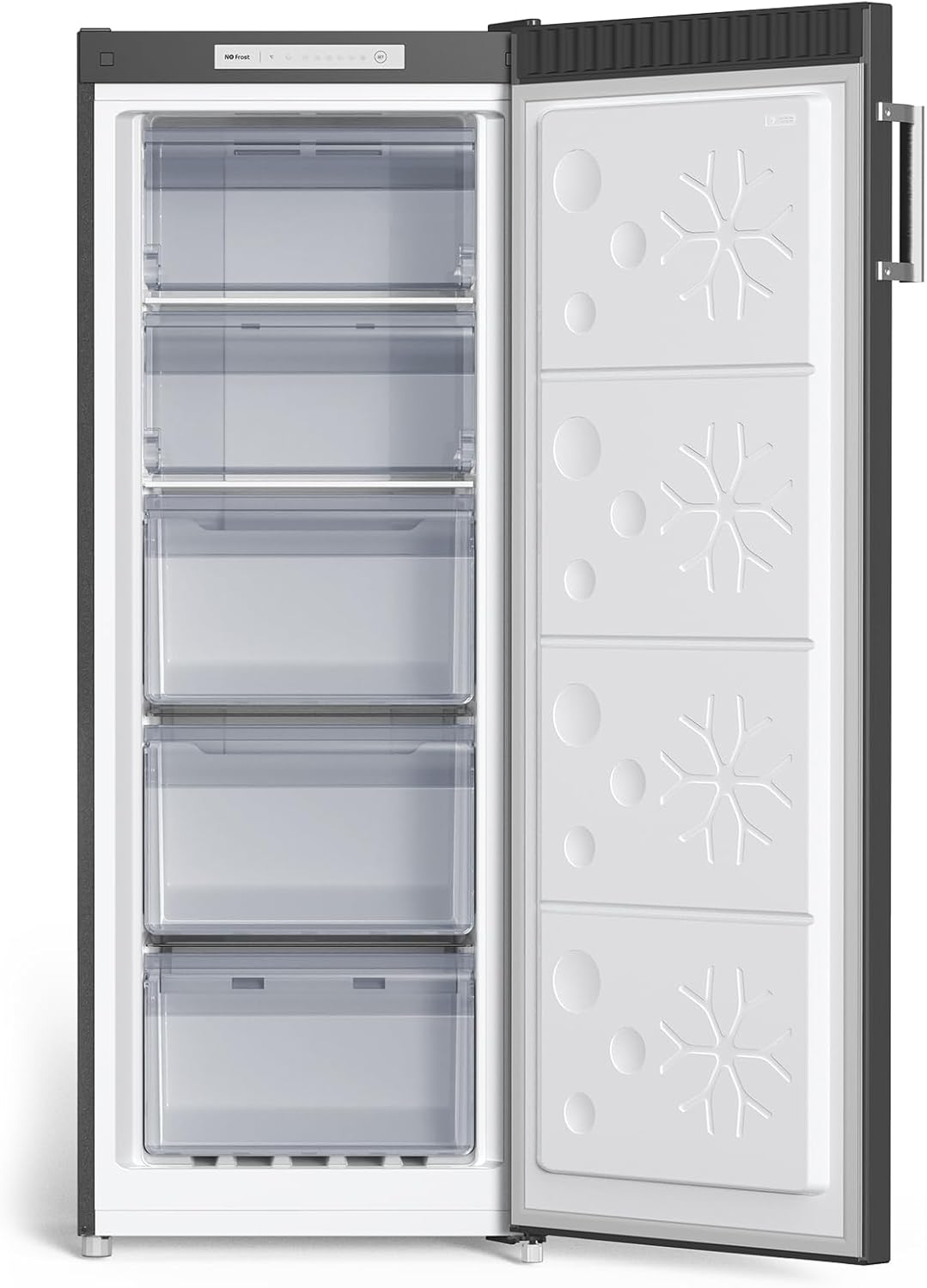 Zamrażarka CHiQ FSD166NE4E 166 l, technologia No Frost, odwracalne zawiasy drzwi, czarna stal nierdzewna, wysokość 144 cm