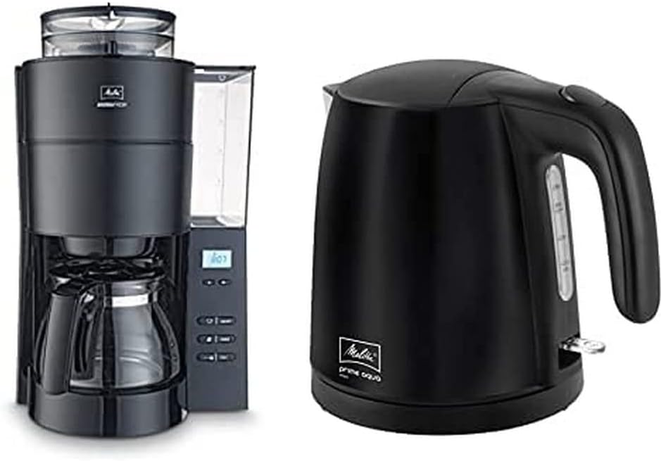 Melitta AromaFresh - Ekspres przelewowy - ze szklanym dzbankiem - wbudowanym młynkiem - funkcją timera - 10 filiżanek - Czysta czerń