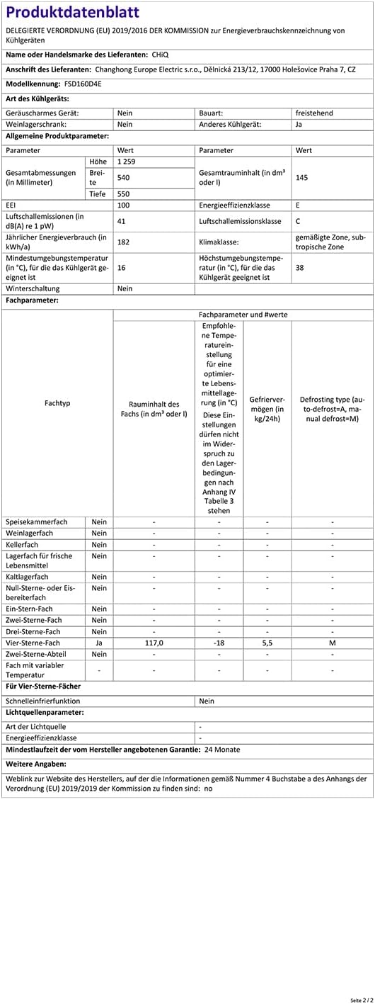 Zamrażarka CHiQ FSD166NE4E 166 l, technologia No Frost, odwracalne zawiasy drzwi, czarna stal nierdzewna, wysokość 144 cm