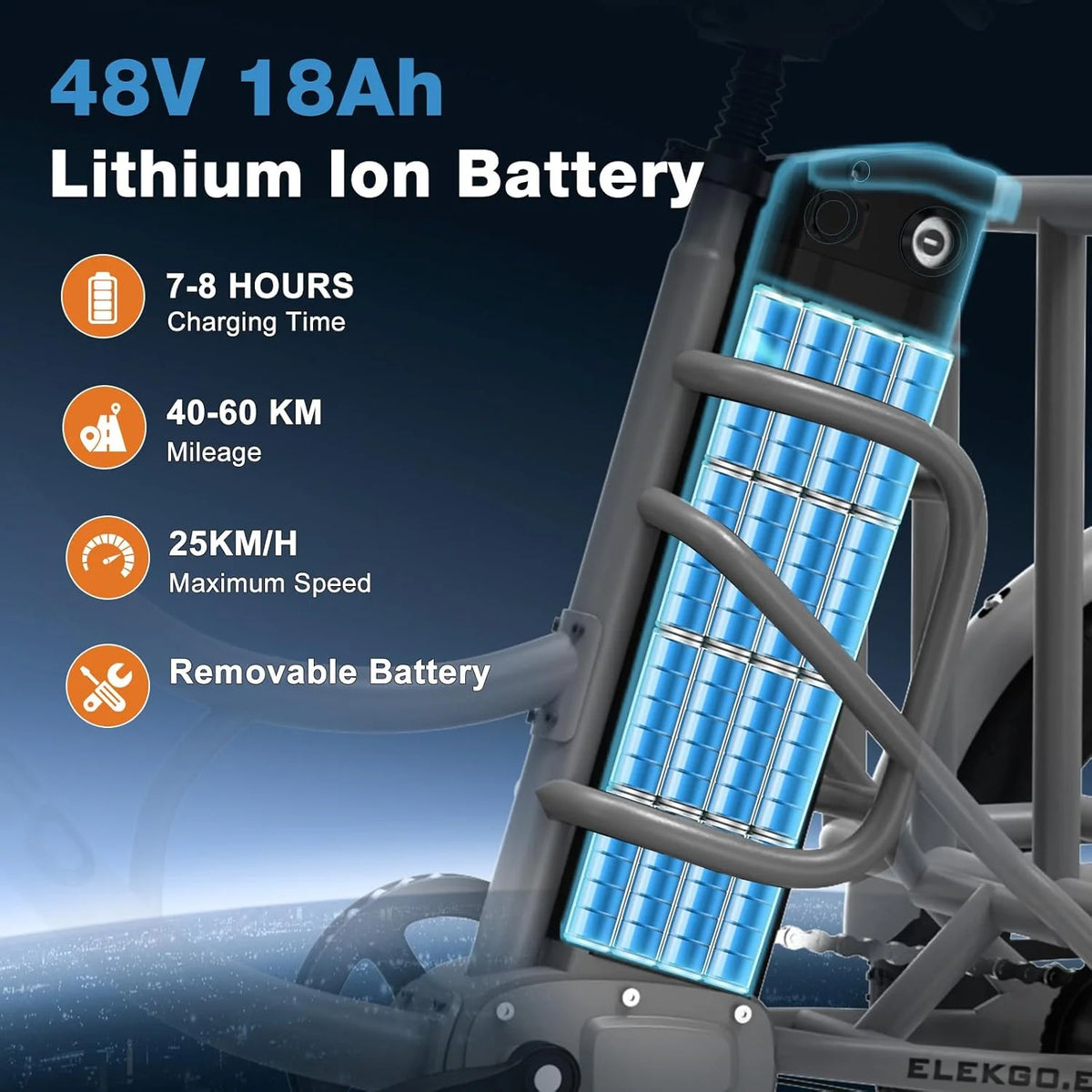 ELEKGo EGO03 Cargo E-Trike 500W 48V 18Ah, wyświetlacz LCD, opony 20x3.0