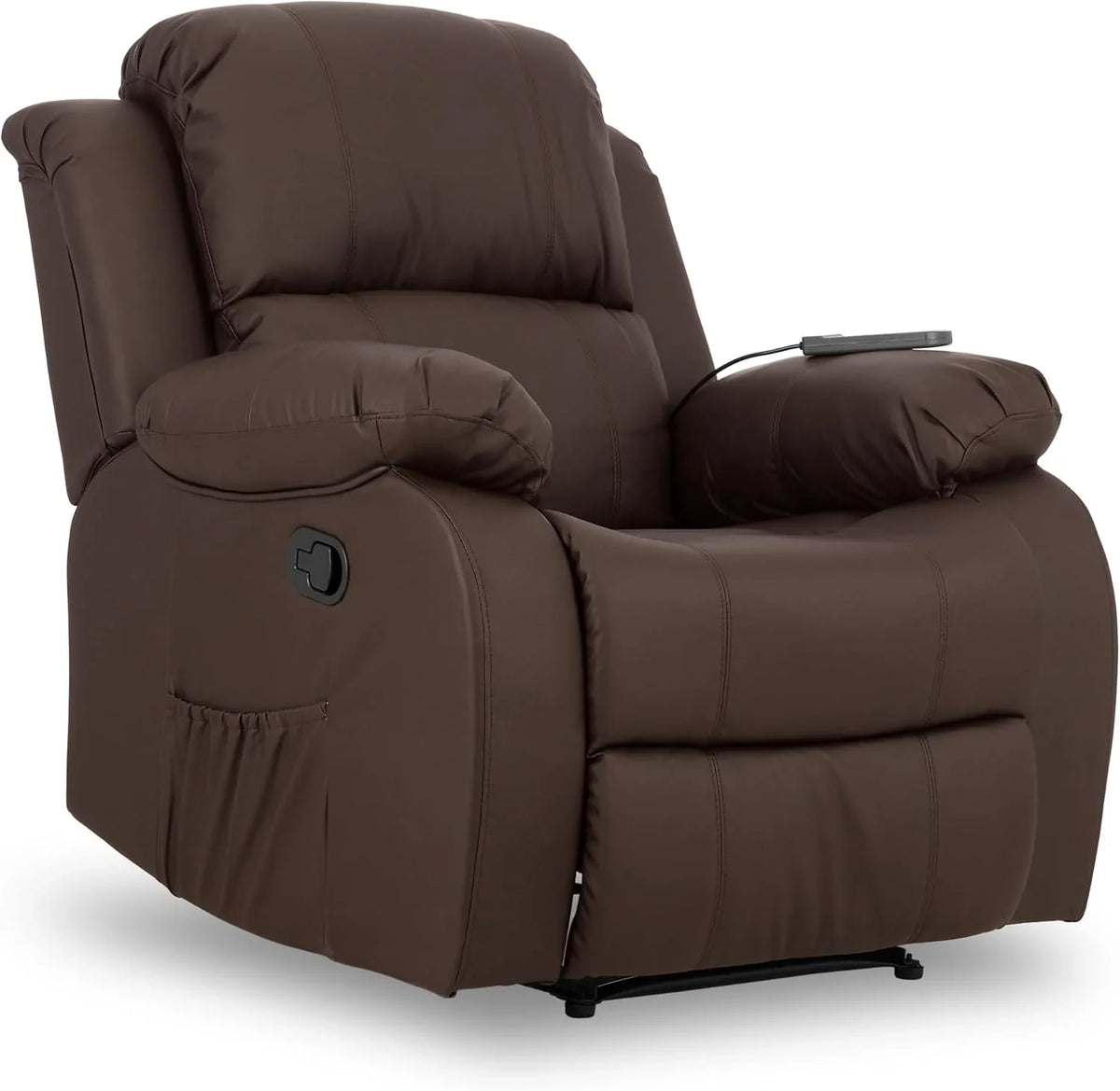 Don Descanso – Trevi Black relaxmassagestoel met verwarming, 160° kantelstand, 8 stille motoren, lendensteunverwarming, 4-zone massagesysteem en scheurbestendige polyurethaan lederen afwerking [zaag inbegrepen]