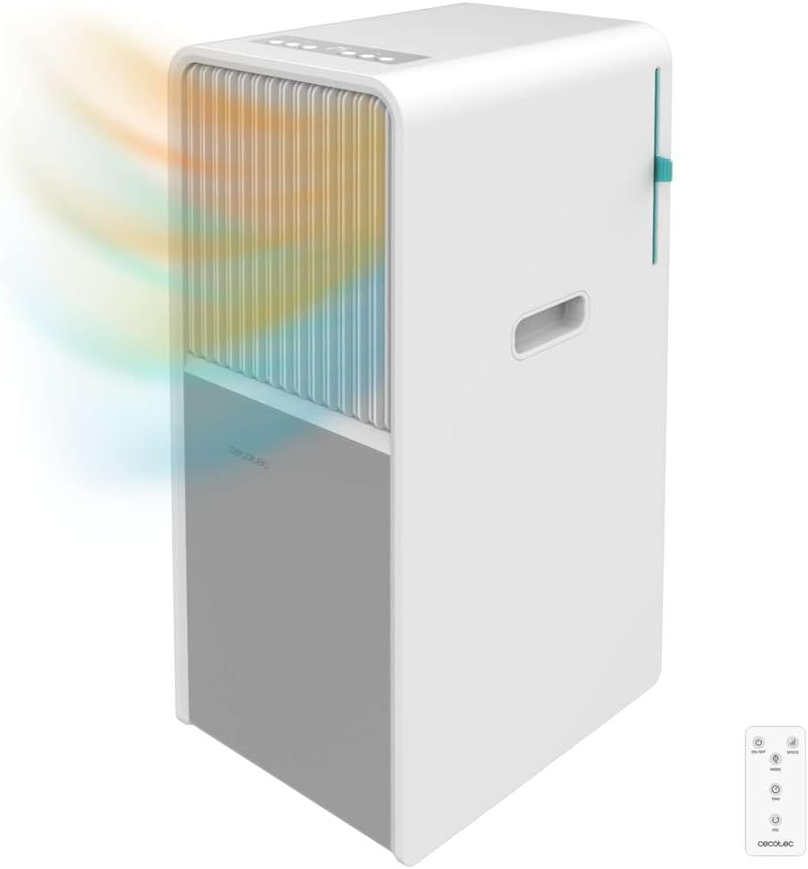 Cecotec ForceClima 9450 Style Heating, przenośna klimatyzacja z pilotem i pompą ciepła, 9000 BTU, ekran dotykowy, wyświetlacz LED, 5 trybów, 2 prędkości, osuszacz powietrza, timer, 16 m², kolor biały