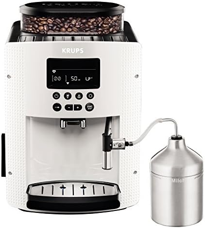 Ekspres do kawy Krups Essential w pełni automatyczny z wężykiem do mleka, funkcja parzenia 2 filiżanek, wyświetlacz LCD, łatwe czyszczenie, certyfikat TÜV, czarny, EA816031