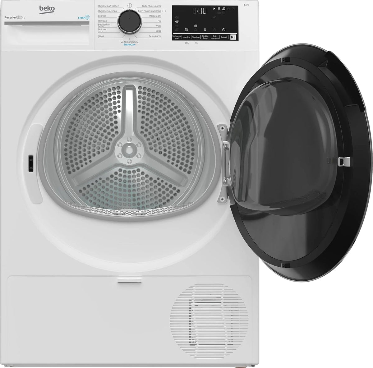 Beko 8 kg wasdroger, Stiftung Warentest beoordeling "Goed" (2,5), geschikt voor mensen met allergieën, Hygiënisch droogprogramma, SteamCure stoomfunctie, 15 programma's, Express programma, B3T42249S, wit