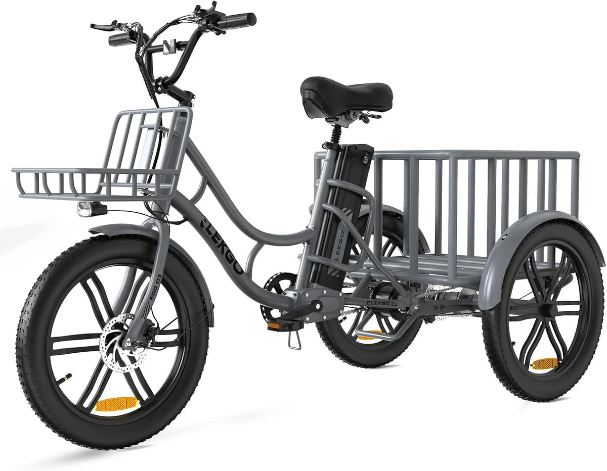 ELEKGo EGO03 Cargo E-Trike 500W 48V 18Ah, wyświetlacz LCD, opony 20x3.0