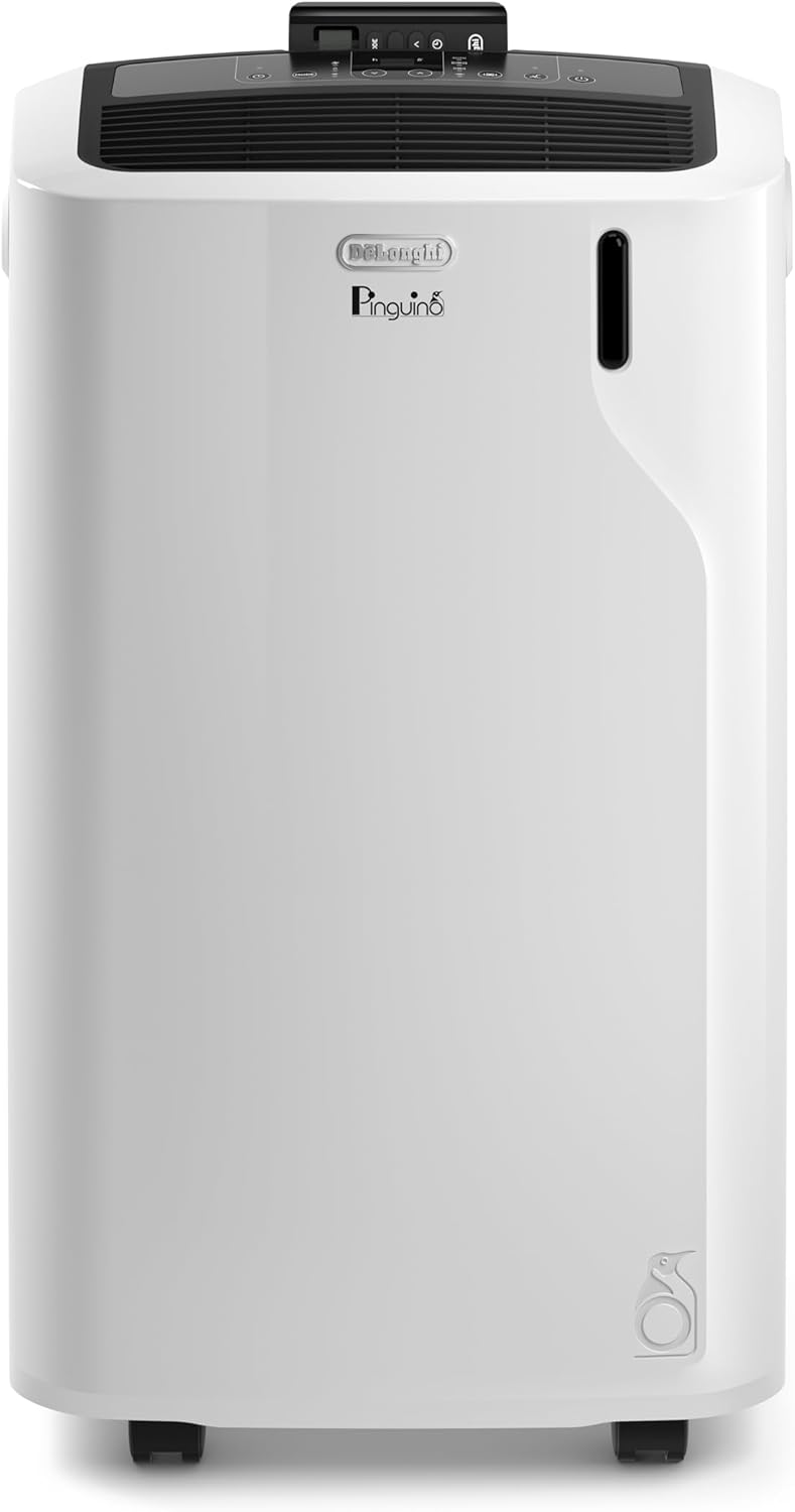 De'Longhi Pinguino PAC EL112 CST WiFi, przenośna klimatyzacja z technologią MyEcoRealFeel do pomieszczeń o kubaturze do 110 m³, 11 000 BTU/h, 2,9 kW, 63 dB, funkcja osuszania, A, sterowanie aplikacją i głosem, kolor biały