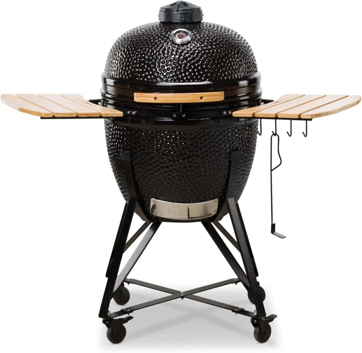 Kamado BONO BBQ Grande - ceramiczny grill Kamado z 6 dodatkami - grill BBQ Ø 59 cm z akcesoriami - czerwony Grill-wędzarnia na patio, balkon lub do ogrodu