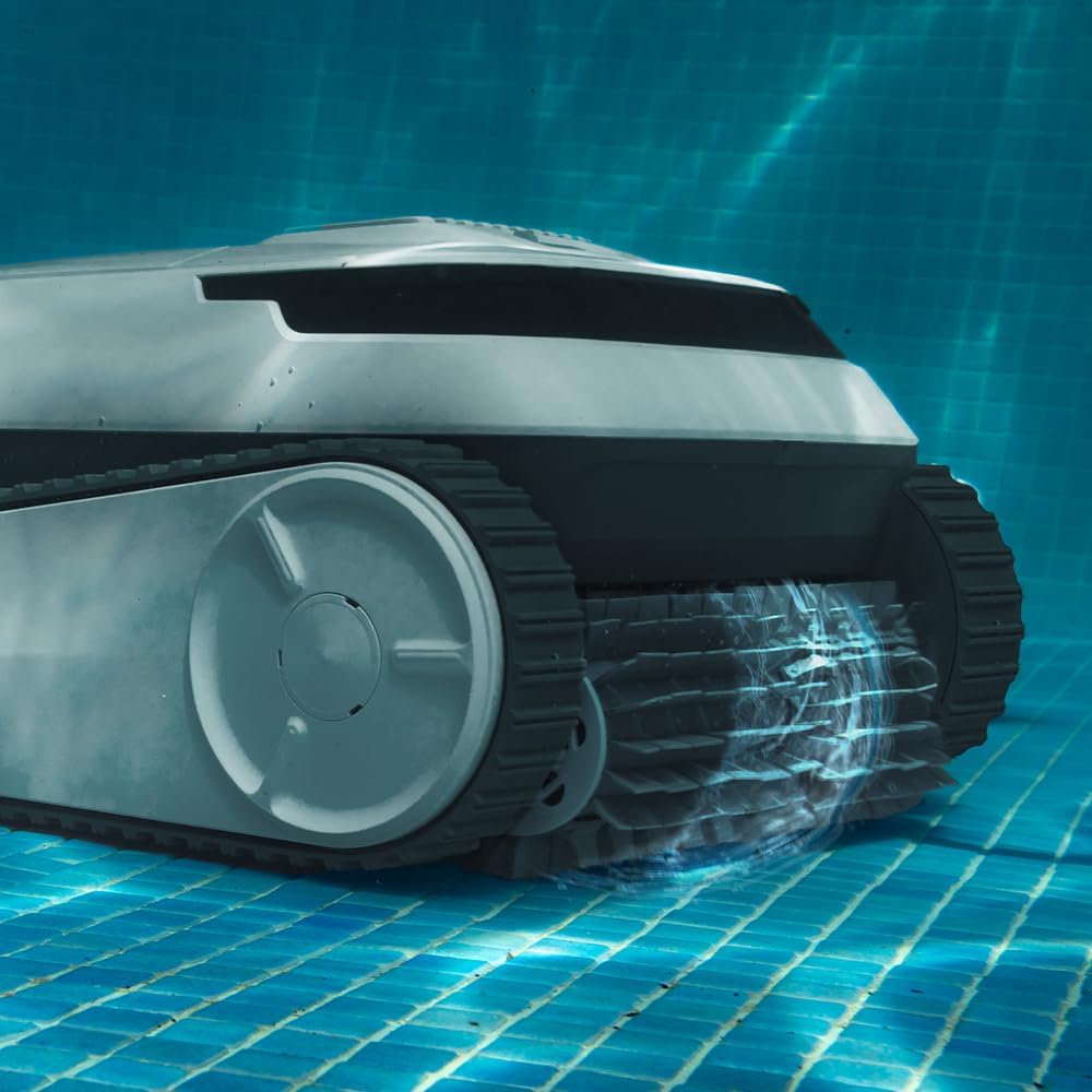 Robot basenowy Cecotec Conga Pooldroid 5000 TotalClean Pearl do czyszczenia dna, ścian i linii wody. Zasięg: 100 m²; maks. nachylenie: 90°; czyszczenie systematyczne; czas pracy: 100 min; pojemność: 4 l.