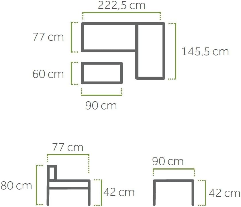 Zestaw wypoczynkowy MWH Widoo ze stołem – stalowoszary – odporny na warunki atmosferyczne zestaw mebli ogrodowych z aluminium – w zestawie wygodne poduszki