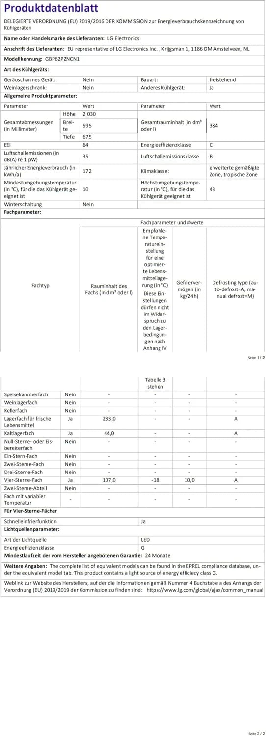 Lodówka/zamrażarka LG GBV22NCCEP – inteligentny kompresor inwerterowy, system Total No Frost, nowoczesna konstrukcja płaskich drzwi, matowy czarny metalik, klasa energetyczna A