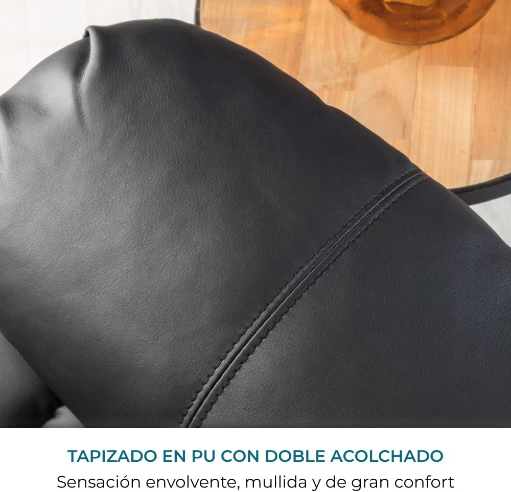 Don Descanso – Trevi Black relaxmassagestoel met verwarming, 160° kantelstand, 8 stille motoren, lendensteunverwarming, 4-zone massagesysteem en scheurbestendige polyurethaan lederen afwerking [zaag inbegrepen]