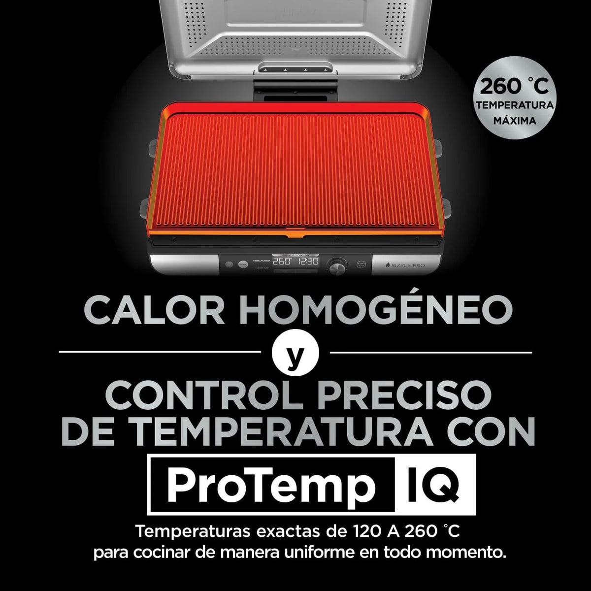 Ninja Sizzle Pro XL Indoor Grill en Bakplaat met Keramische Anti-aanbaklaag, Afneembaar Deksel, Vetopvangbak en Receptengids, Zilver/Zwart GX101EU