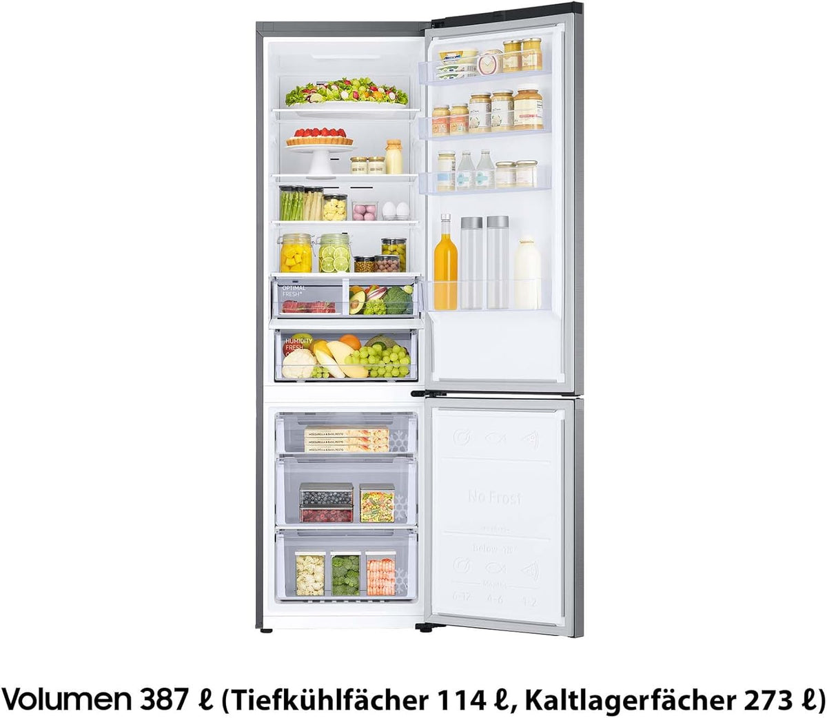 RL38T607BS9/EF Lodówka z zamrażarką, 203 cm, 387 l, Lodówka z zamrażalnikiem, Twin Cooling, No Frost, SpaceMax, Optimal Fresh, Humidity Fresh, Wygląd stali nierdzewnej