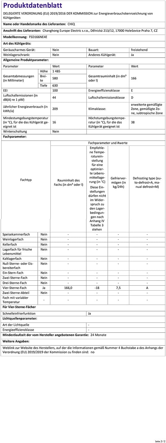 Zamrażarka CHiQ FSD166NE4E 166 l, technologia No Frost, odwracalne zawiasy drzwi, czarna stal nierdzewna, wysokość 144 cm