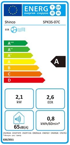 Przenośna klimatyzacja SHINCO z przewodem wydechowym, 9000 BTU, 2,6 kW, chłodzenie, wentylacja i osuszanie, przenośna klimatyzacja z trybem uśpienia, powierzchnia pomieszczenia do 22 m², 24-godzinny timer