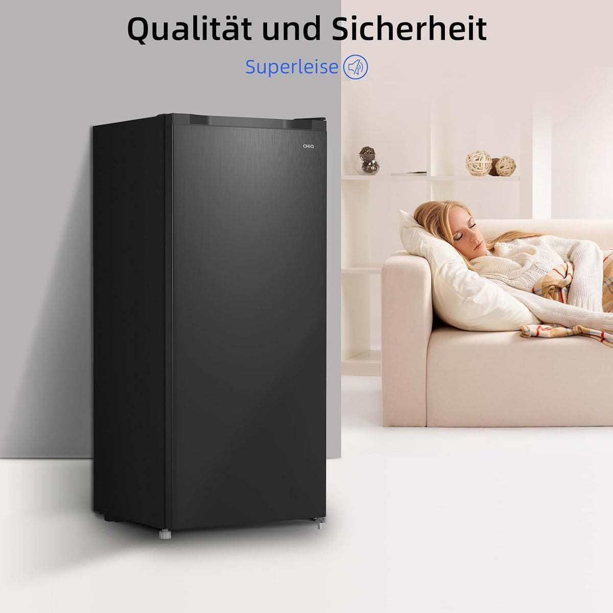 Zamrażarka CHiQ FSD166NE4E 166 l, technologia No Frost, odwracalne zawiasy drzwi, czarna stal nierdzewna, wysokość 144 cm