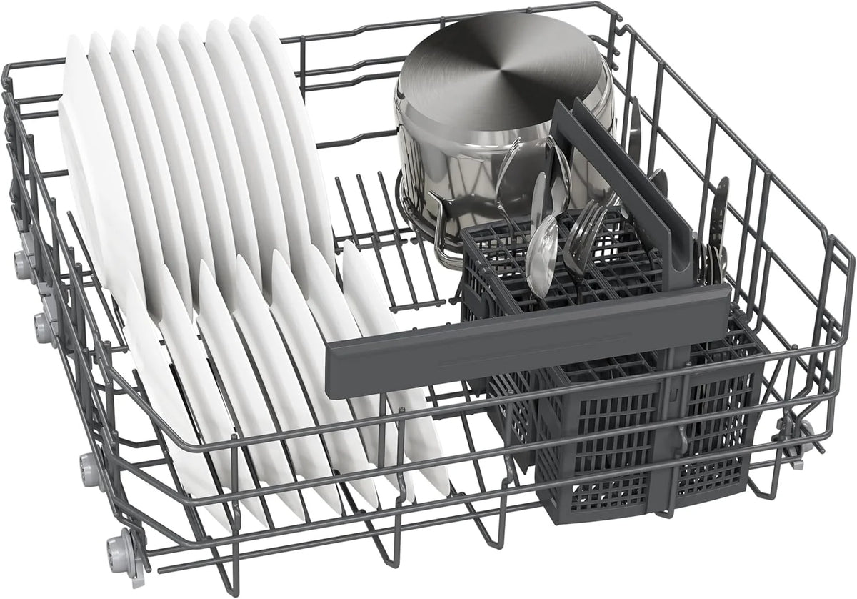 Zmywarka Siemens SN63EX06VE, iQ300 Smart, w pełni zintegrowana, 60 cm, szuflada na sztućce, bardzo cicha, varioSpeed, automatyczne otwieranie drzwi, potrójny system koszenia, infoLight, intensiveZone