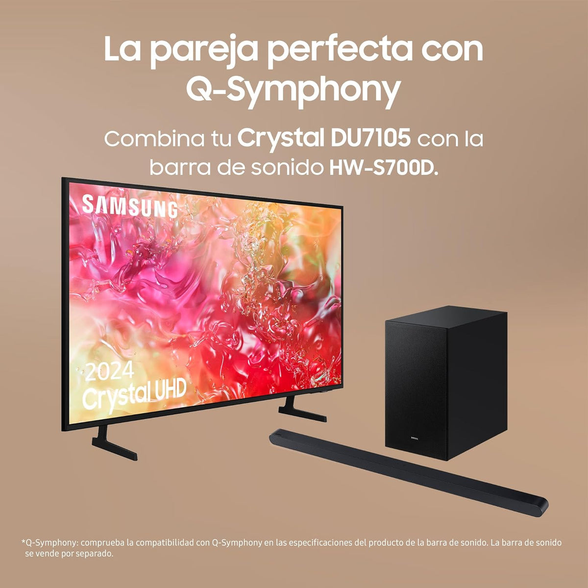 2024 Crystal UHD 50DU7105 Smart TV: 50-calowy Crystal UHD z technologią Pure Colors i PurColor, najlepszy telewizor Smart TV, wszystkie głośniki jednocześnie z technologią Q-Symphony i sterowanie domem za pomocą SmartThings