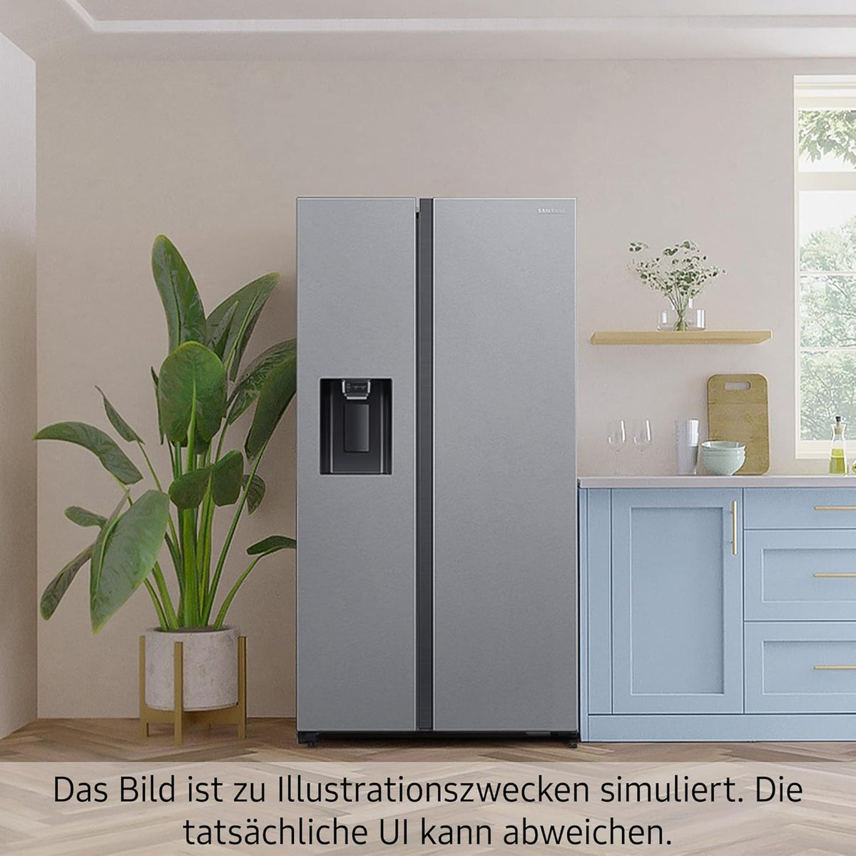 Lodówka typu side-by-side z zamrażarką Samsung RS64DG53R3B1EF, 178 cm, 628 l, tryb SmartThings AI Energy, dozownik lodu i wody, smukła kostkarka do lodu, stal nierdzewna premium