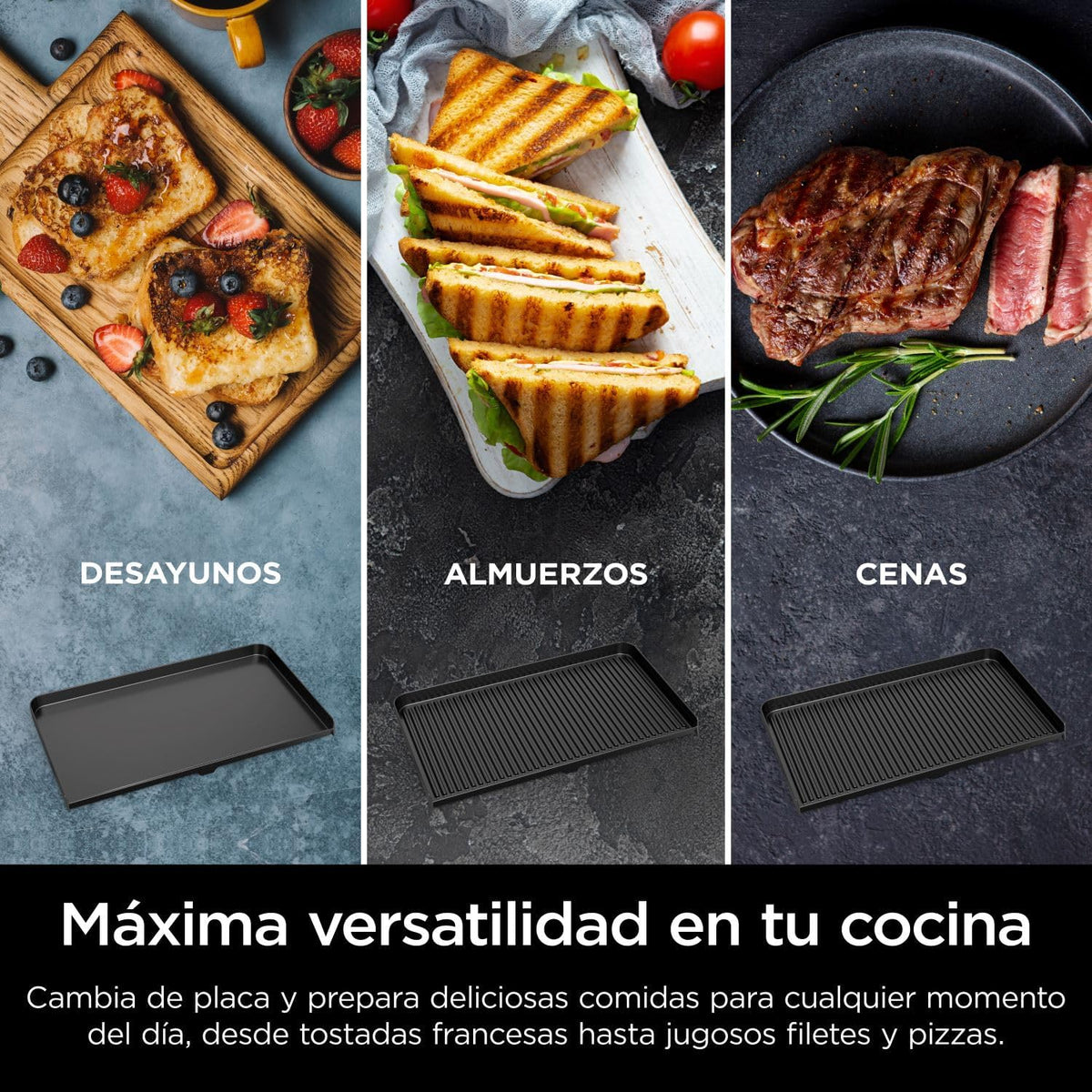 Ninja Sizzle Pro XL Grill i płyta grillowa do użytku wewnątrz pomieszczeń z nieprzywierającą ceramiczną płytą grillową, zdejmowaną pokrywą, pojemnikiem na tłuszcz i przewodnikiem po przepisach, kolor srebrny/czarny GX101EU