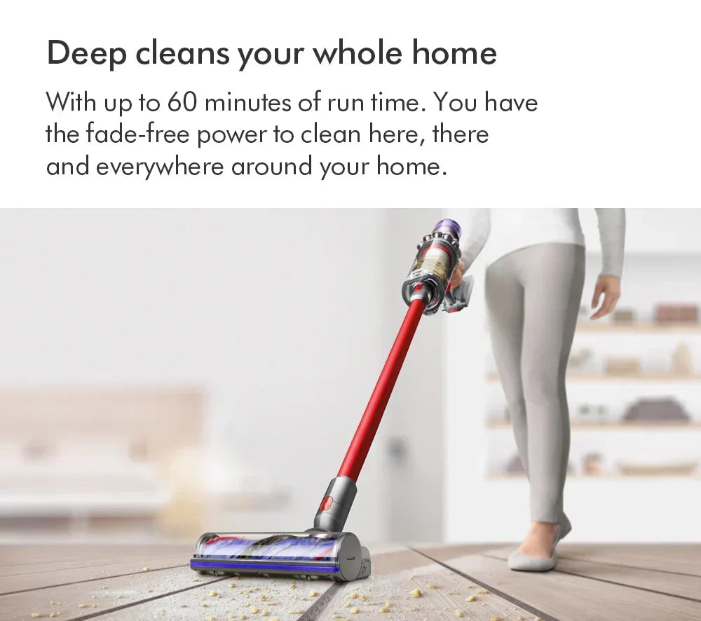 Dyson V11 Extra draadloze steelstofzuiger 2026 – Tot 60 minuten gebruiksduur – Nikkel en rode afwerking