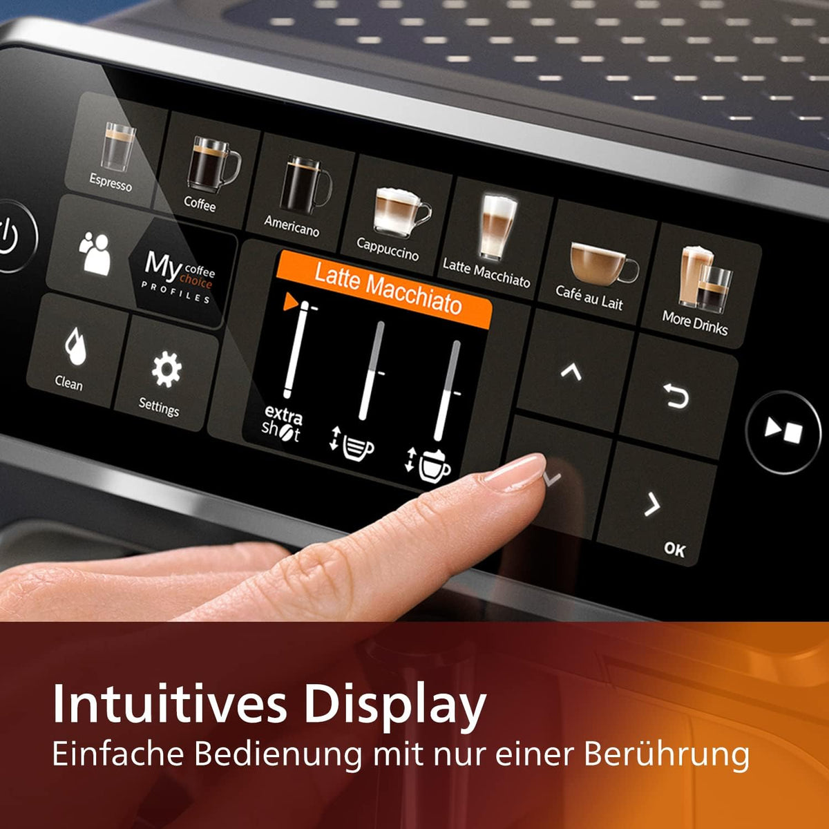 W pełni automatyczny ekspres do kawy Philips Series 5400 – system mleczny LatteGo, 12 specjałów kawowych, intuicyjny wyświetlacz, 4 profile użytkowników, chrom (EP5447/90)