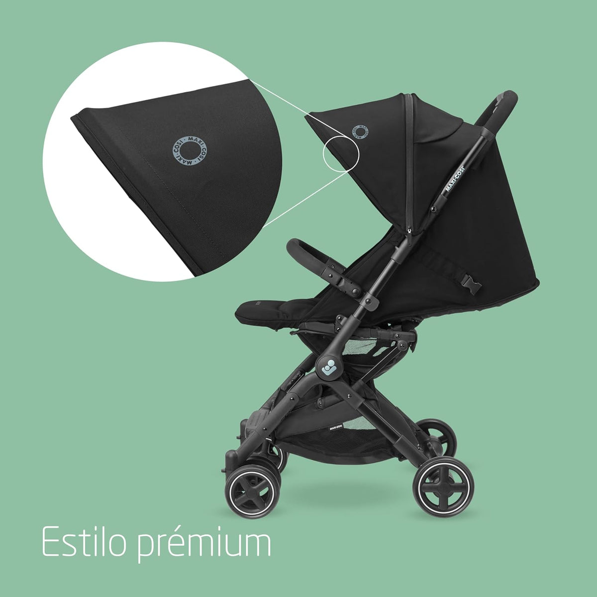 Maxi-Cosi Lara2, lekki wózek spacerowy, 0–4 lata, 0–22 kg, kompaktowy wózek, 3 pozycje nachylenia, pozycja leżąca, automatyczne składanie, pasek na ramię, kolor Essential Black