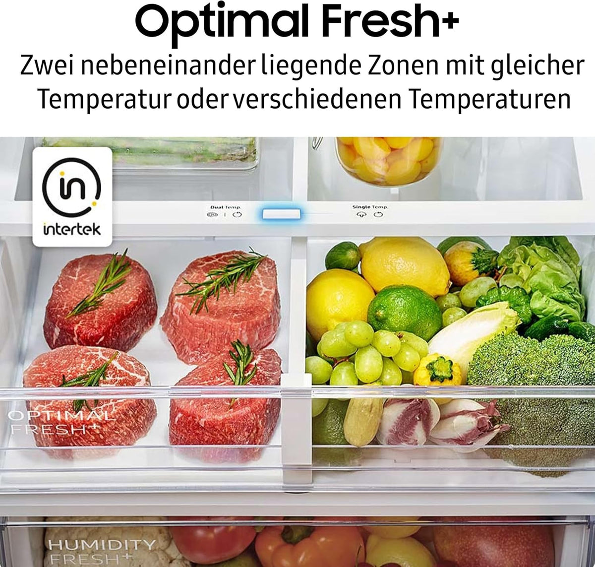RL38T607BS9/EF Lodówka z zamrażarką, 203 cm, 387 l, Lodówka z zamrażalnikiem, Twin Cooling, No Frost, SpaceMax, Optimal Fresh, Humidity Fresh, Wygląd stali nierdzewnej