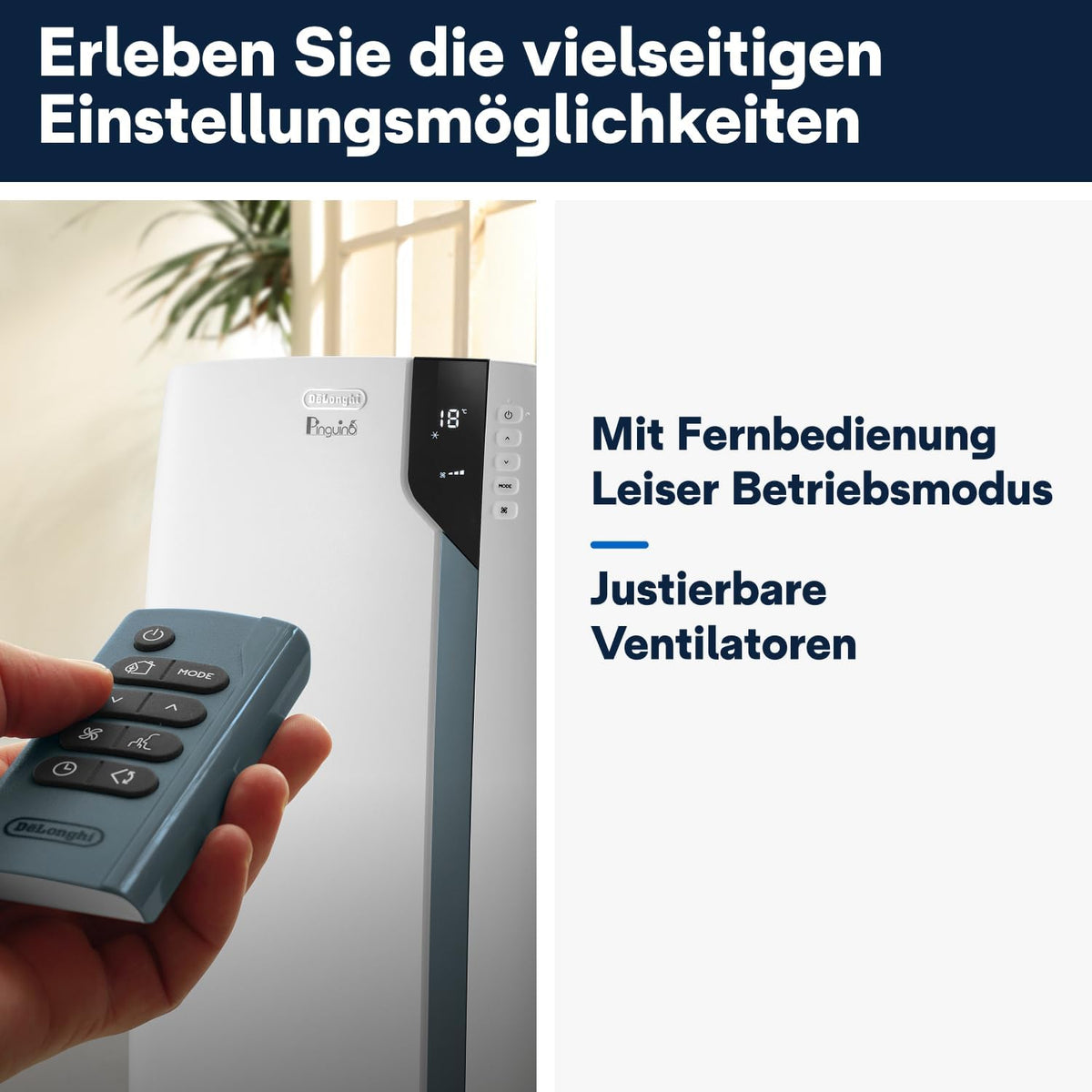 De'Longhi Pinguino PAC EL112 CST WiFi, przenośna klimatyzacja z technologią MyEcoRealFeel do pomieszczeń o kubaturze do 110 m³, 11 000 BTU/h, 2,9 kW, 63 dB, funkcja osuszania, A, sterowanie aplikacją i głosem, kolor biały